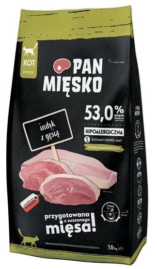 Pan Mięsko Karma sucha dla kota - indyk i gęś chrupki S 1,6kg