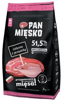 Pan Mięsko Karma sucha dla szczeniąt - cielęcina i przepiórka chrupki XS 3kg