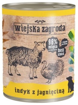 Wiejska Zagroda Indyk z jagnięciną puszka 800g