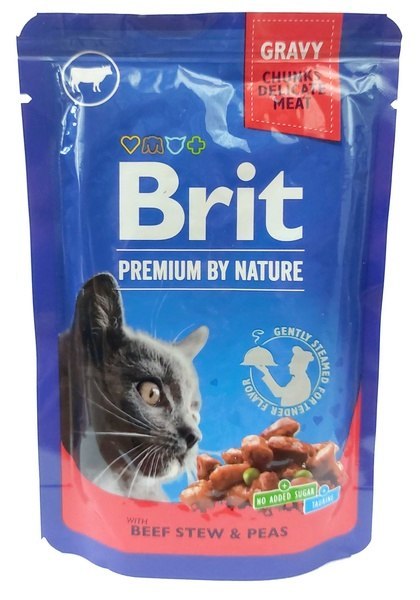 Brit Premium Cat Adult Wołowina + Groszek saszetka 100g