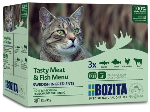 Bozita Cat Multibox z mięsem i rybą w galaretce saszetki 12x85g