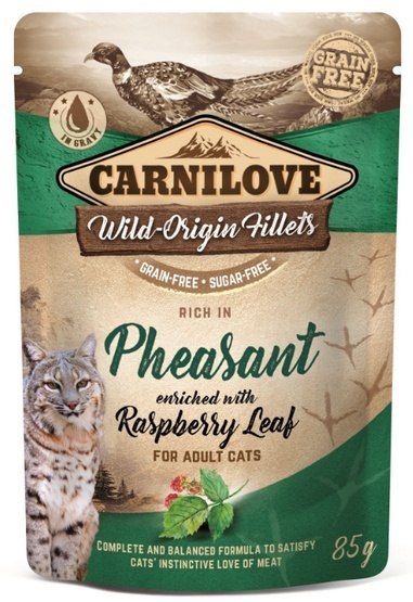 Carnilove Cat Pheasant & Raspberry Leaves - bażant i liście maliny saszetka 85g